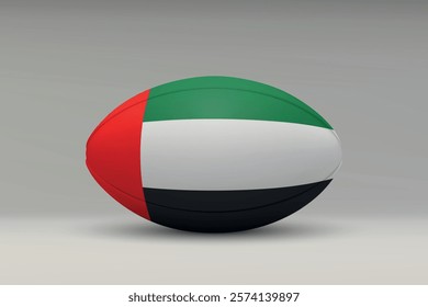 United Arab Emirates rugby ball featuring the national flag design on a gray background