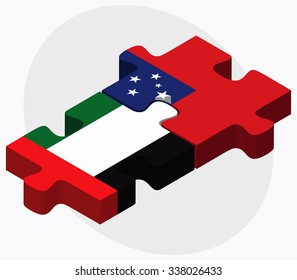 United Arab Emirates and Samoa Flags in puzzle isolated on white background
