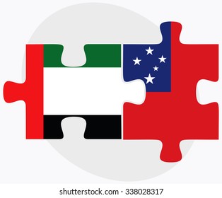 United Arab Emirates and Samoa Flags in puzzle isolated on white background