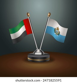 United Arab Emirates and San Marino table flags relation with gradient backgrund