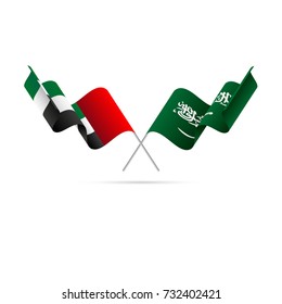 United Arab Emirates and Saudi Arabia flags. Vector illustration.