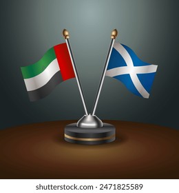 United Arab Emirates and Scotland table flags relation with gradient backgrund