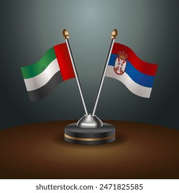 United Arab Emirates and Serbia table flags relation with gradient backgrund