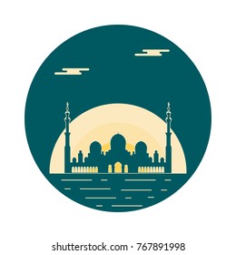 United Arab Emirates. Sheikh Zayed Mosque silhouette. Abu dhabi. Design for banner, poster or print.