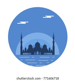 United Arab Emirates. Sheikh Zayed Mosque silhouette. Abu dhabi. Design for banner, poster or print.