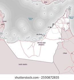 United Arab Emirates simple map outline coloring page
