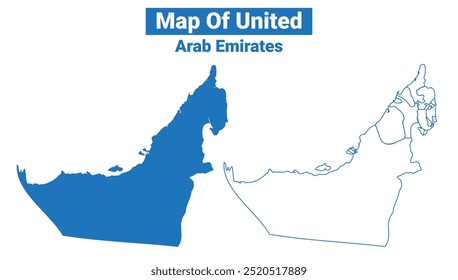 Emiratos Árabes Unidos mapa de Vector simple y conjunto de ilustración de estilo de contorno