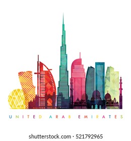 United Arab Emirates skyline detailed silhouette. Vector illustration