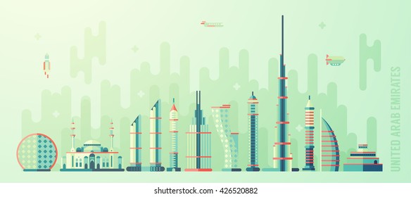 Esquina de los Emiratos Árabes Unidos, ilustración vectorial, estilo plano