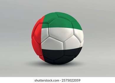 United Arab Emirates soccer ball featuring the national flag design on a gray background