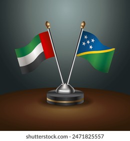 United Arab Emirates and Solomon Islands table flags relation with gradient backgrund