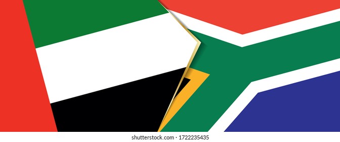 United Arab Emirates and South Africa flags, two vector flags symbol of relationship or confrontation.