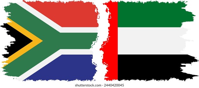 United Arab Emirates and South Africa grunge flags connection, vector
