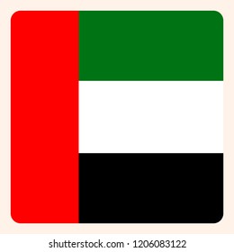 United Arab Emirates square flag button, social media communication sign, business icon.