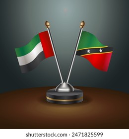 United Arab Emirates and ST. Kitts Nevis table flags relation with gradient backgrund