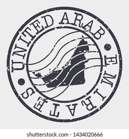 United Arab Emirates Stamp Postal. Map Silhouette Seal. Passport Round Design. Vector Icon. Design Retro Travel.