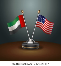 United Arab Emirates and United States table flags relation with gradient backgrund