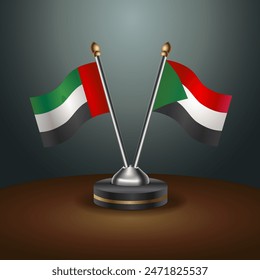 United Arab Emirates and Sudan table flags relation with gradient backgrund