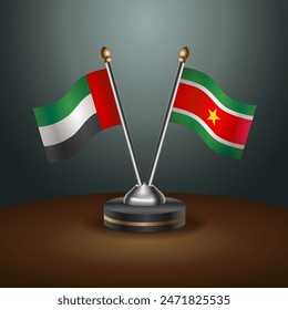 United Arab Emirates and Suriname table flags relation with gradient backgrund