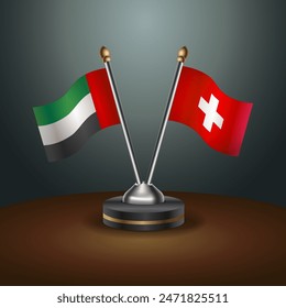 United Arab Emirates and Switzerland table flags relation with gradient backgrund