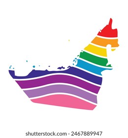 United Arab Emirates swoosh silhouette rainbow map