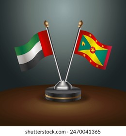 United Arab Emirates and  table flags relation with gradient backgrund. Vector Illustration