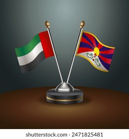 United Arab Emirates and Tibet table flags relation with gradient backgrund