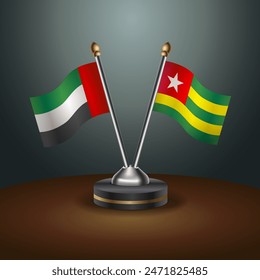 United Arab Emirates and Togo table flags relation with gradient backgrund