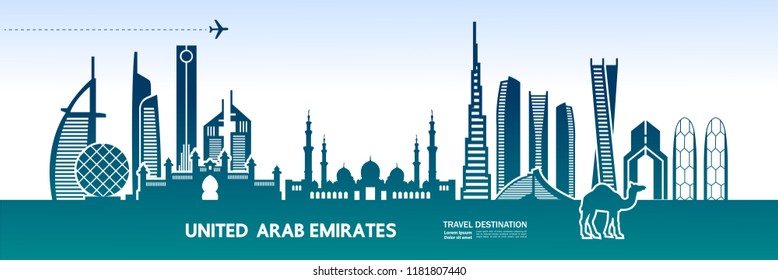 United Arab Emirates Travel Destination vector.