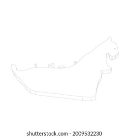 United Arab Emirates, UAE - 3D black thin outline silhouette map of country area. Simple flat vector illustration