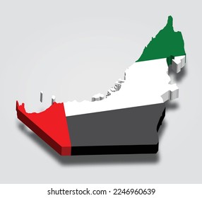 United Arab Emirates (UAE) 3d map with flag