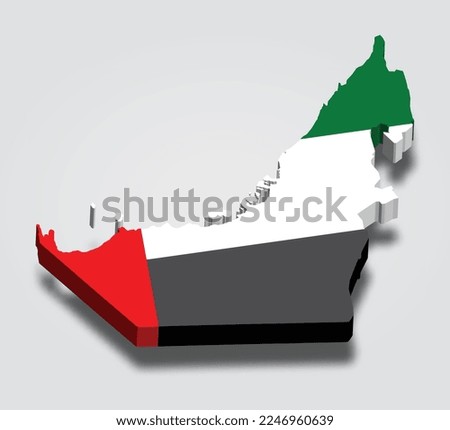 United Arab Emirates (UAE) 3d map with flag