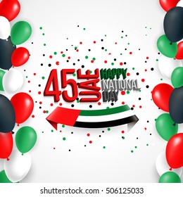 united arab emirates uae 45 national day background with waving flag