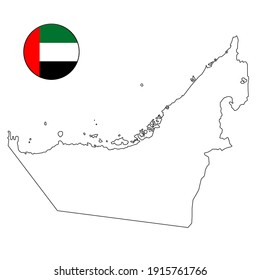 Esquema del mapa de los vectores de los países de los Emiratos Árabes Unidos (EAU) sobre el fondo blanco aislado para los conceptos de viaje, oriente medio y geografía.