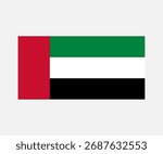 United arab emirates UAE flag. The UAE flag with red vertical stripe and green, white, black horizontal bands vector design and illustration.