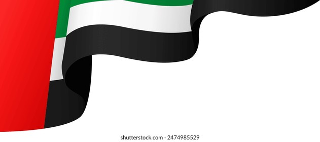 United Arab Emirates or UAE flag wave isolated on png or transparent background vector illustration. 