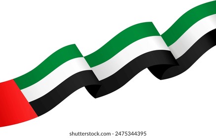 United Arab Emirates or UAE flag wave isolated on png or transparent background vector illustration. 