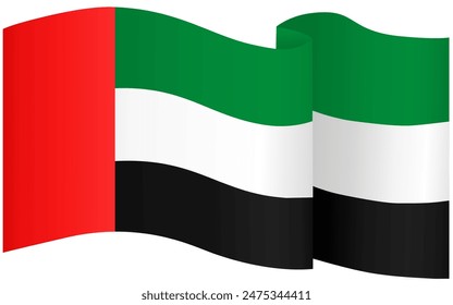 Onda de bandera de Emiratos Árabes Unidos o EAU aislada en png o Ilustración vectorial de fondo transparente. 