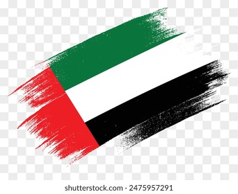 United Arab Emirates or UAE flag  brush paint textured isolated  on png or transparent background. vector illustration 