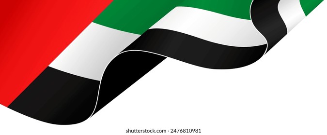 United Arab Emirates or UAE flag wave isolated on png or transparent background vector illustration. 