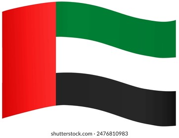 United Arab Emirates or UAE flag wave isolated on png or transparent background vector illustration. 