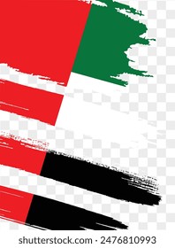 Pintura de pincel de bandera de Emiratos Árabes Unidos o Emiratos Árabes Unidos con textura aislada en png o fondo transparente. Ilustración vectorial 