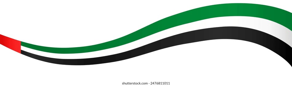 United Arab Emirates or UAE flag wave isolated on png or transparent background vector illustration. 