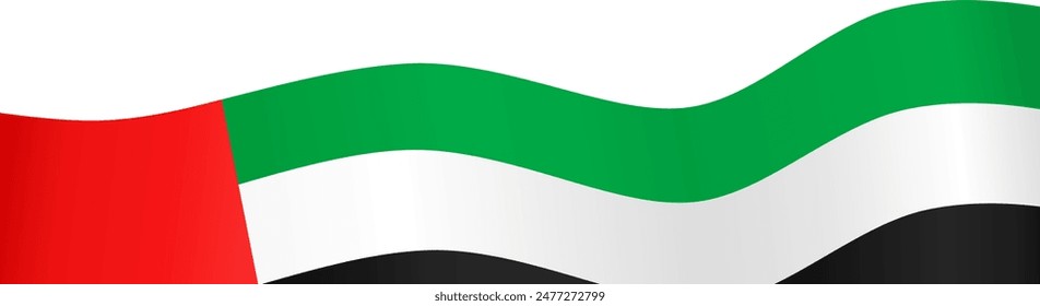 United Arab Emirates or UAE flag wave isolated on png or transparent background vector illustration. 