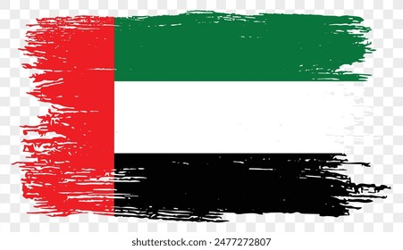 United Arab Emirates or UAE flag  brush paint textured isolated  on png or transparent background. vector illustration 