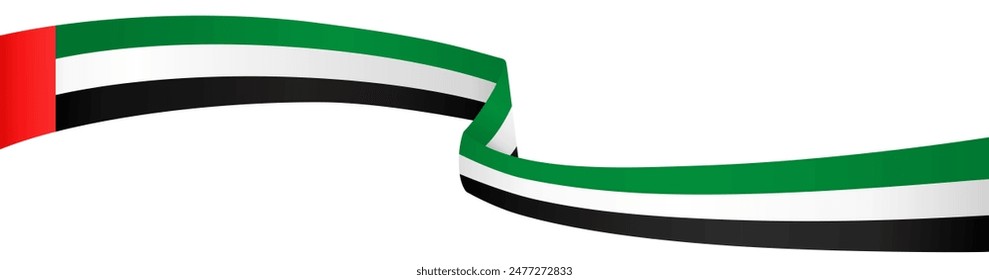 United Arab Emirates or UAE flag wave isolated on png or transparent background vector illustration. 