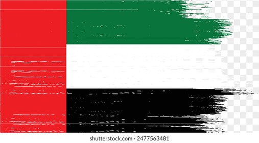 United Arab Emirates or UAE flag  brush paint textured isolated  on png or transparent background. vector illustration 