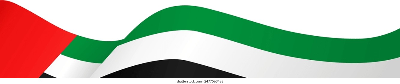 United Arab Emirates or UAE flag wave isolated on png or transparent background vector illustration. 