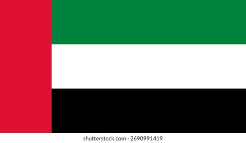 Emiratos Árabes Unidos o EAU, diseño de la bandera de los EE. UU. Ilustración vectorial nacional de los Emiratos Árabes Unidos. Diseño oficial de la bandera de color de los Emiratos Árabes Unidos.