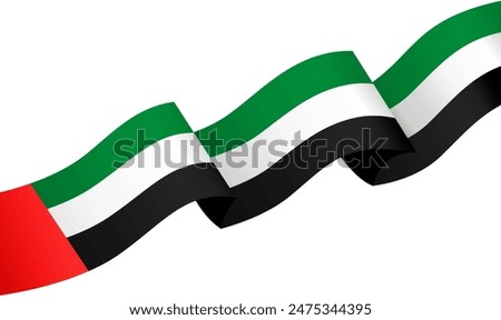 United Arab Emirates or UAE flag wave isolated on png or transparent background vector illustration. 